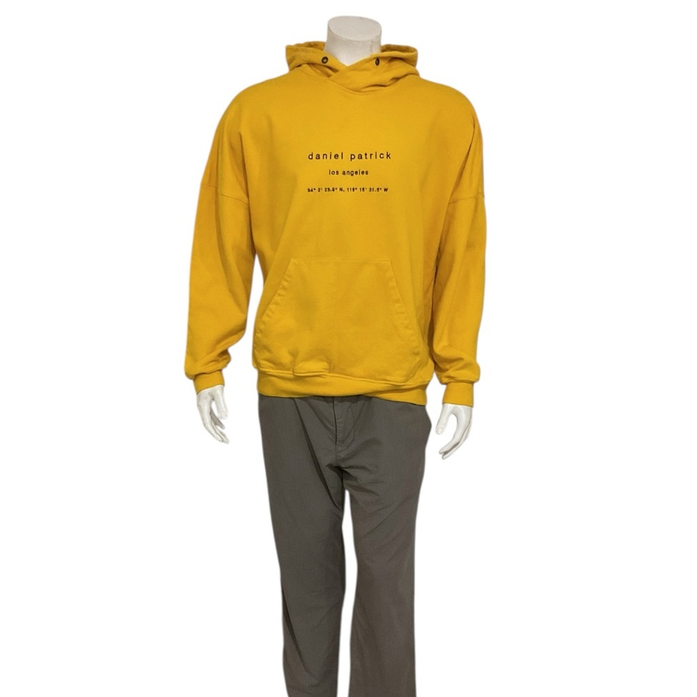 Daniel Patrick Mens Yellow Oversized Hoodie